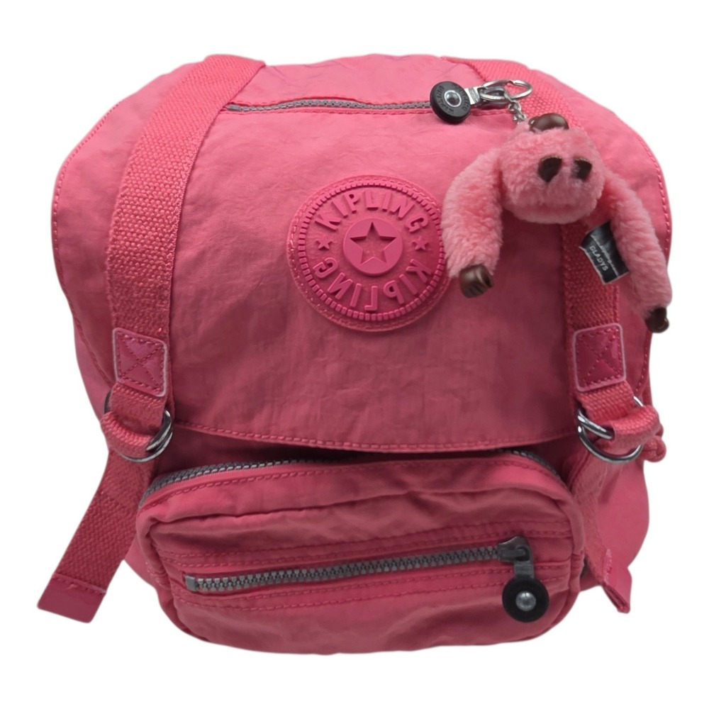 Kipling‎ Backpack Small Pink Nylon Y2K Barbiecore Monkey Gladys
